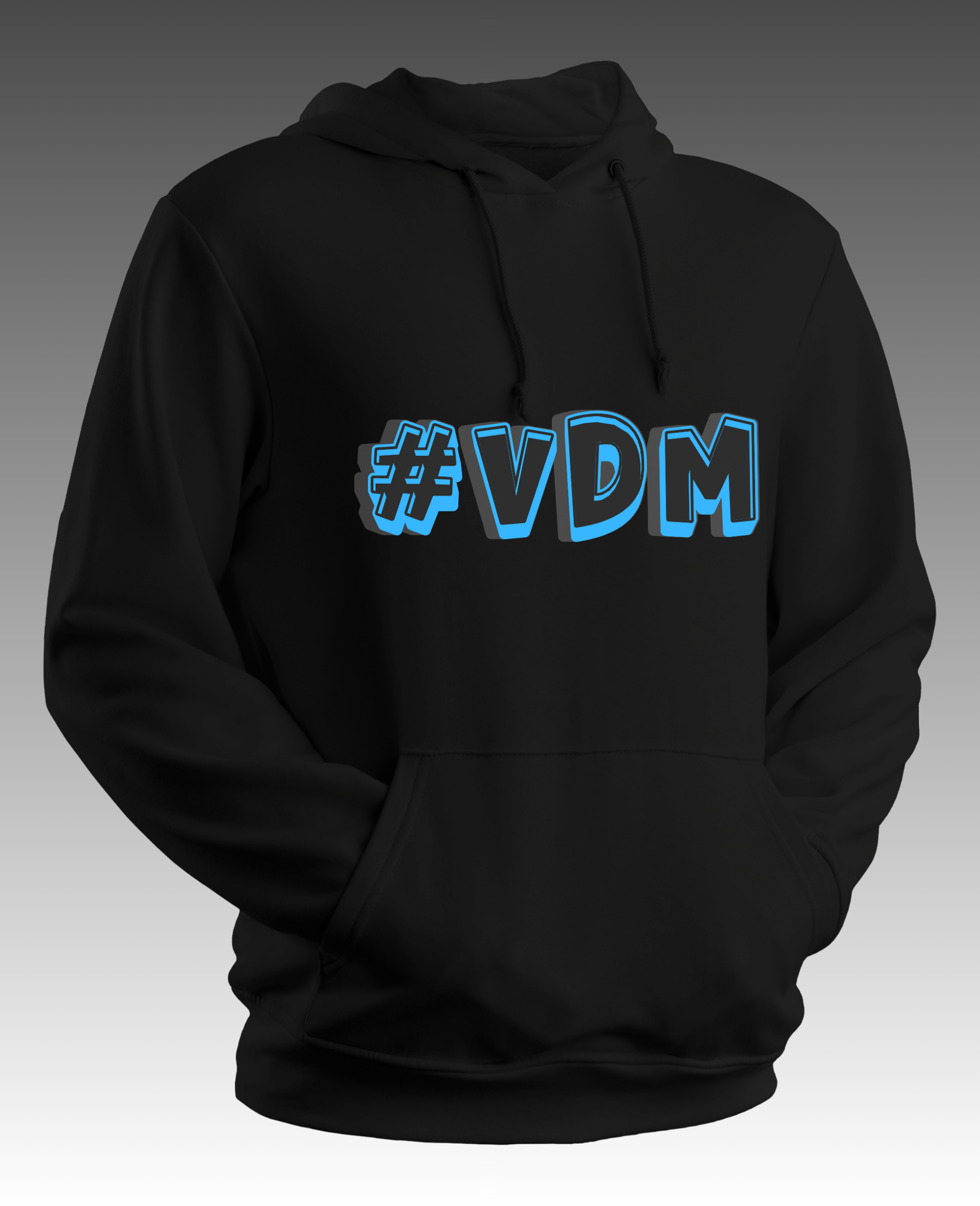 VDM Squad graphic design hoodie – bold blue outline text – unisex streetwear