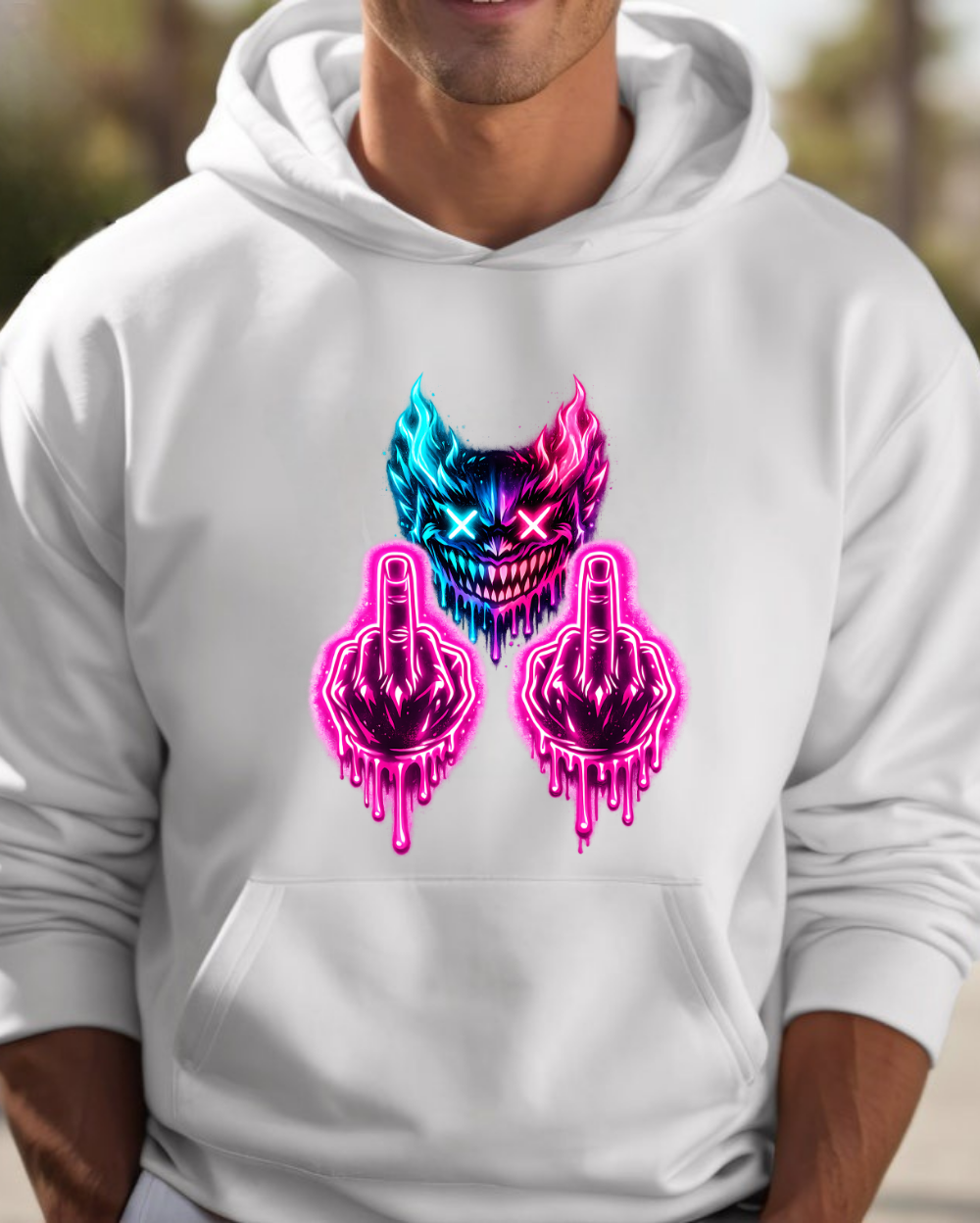 Neon Chaos Unisex Hoodie – Cyberpunk Graphic Streetwear - Image 3