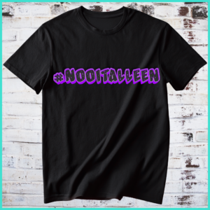 NooitAlleen graphic printed on black unisex T‑shirt